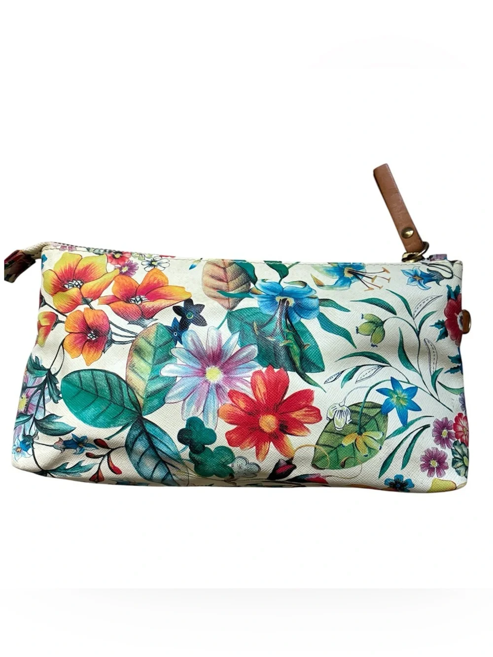 Cavalcanti Floral Leather Clutch Bag Cottagecore Boho Multicolor Made in Italy